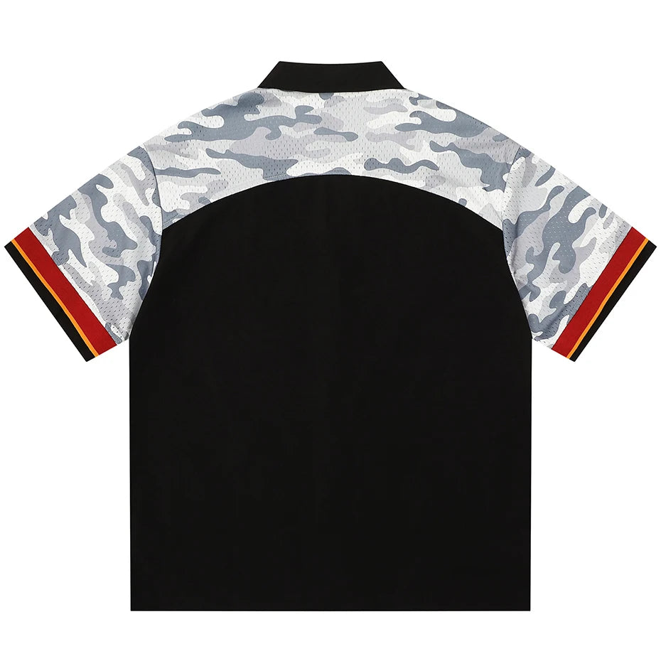 Camouflage Patchwork Oversized Shirt — detail shot
