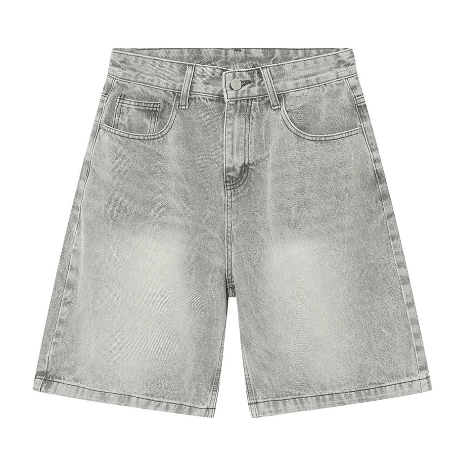Vintage Blue Loose Denim Shorts — flat lay
