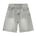 Vintage Blue Loose Denim Shorts — flat lay