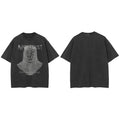 Punk Black Blurry Ghost Faded T-Shirt — fabric close-up