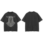Punk Black Blurry Ghost Faded T-Shirt — fabric close-up
