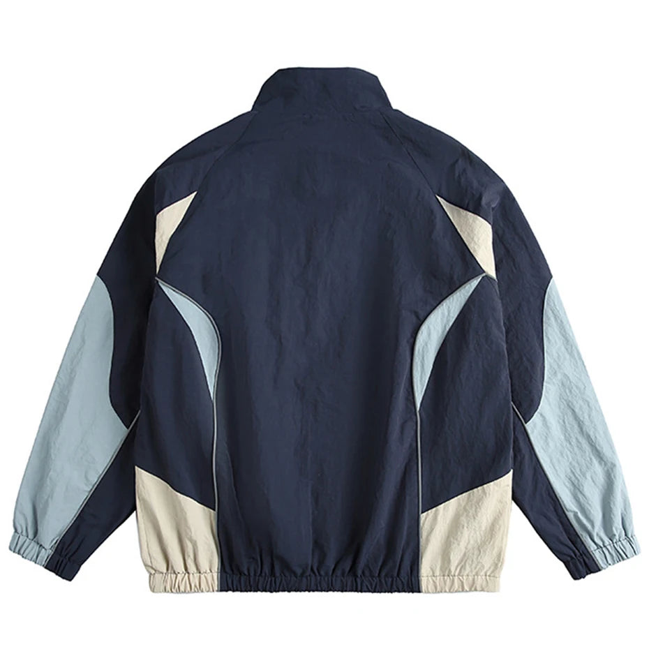 Vintage Color Block Oversized Coat — front view