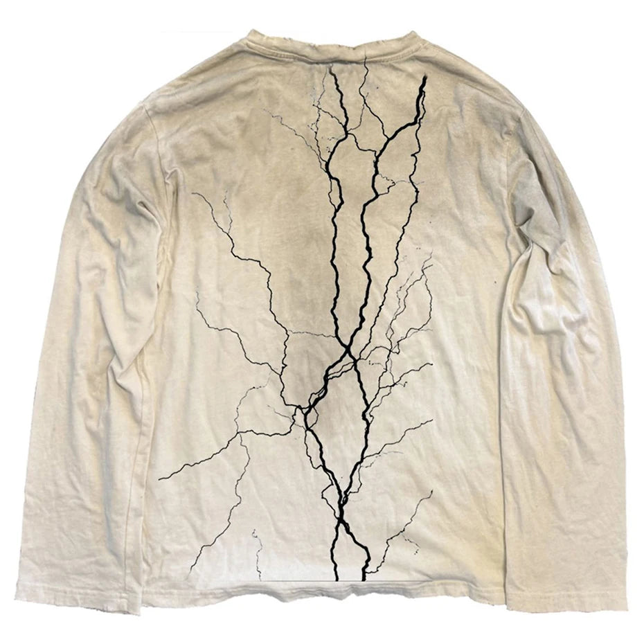 Vintage Lightning Graphic Oversized Long Sleeve Tee — front view
