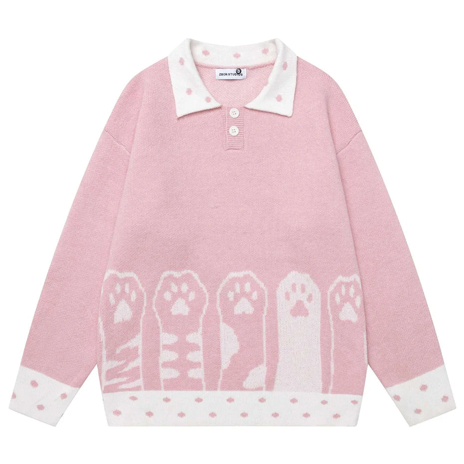 Y2K Graphic Knit Loose Sweater — back view