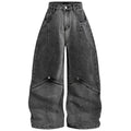 Vintage Patchwork Denim Wide Leg Jeans — fabric close-up