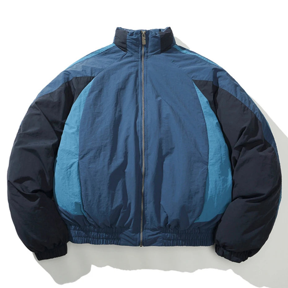 Vintage Patchwork Oversized Puffer Jacket — styling shot
