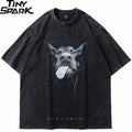 Vintage Black Doberman Dog Graphic Oversized T-Shirt — front view
