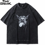 Vintage Black Doberman Dog Graphic Oversized T-Shirt — front view