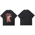 Retro Black Lightning Washed T-Shirt — fabric close-up