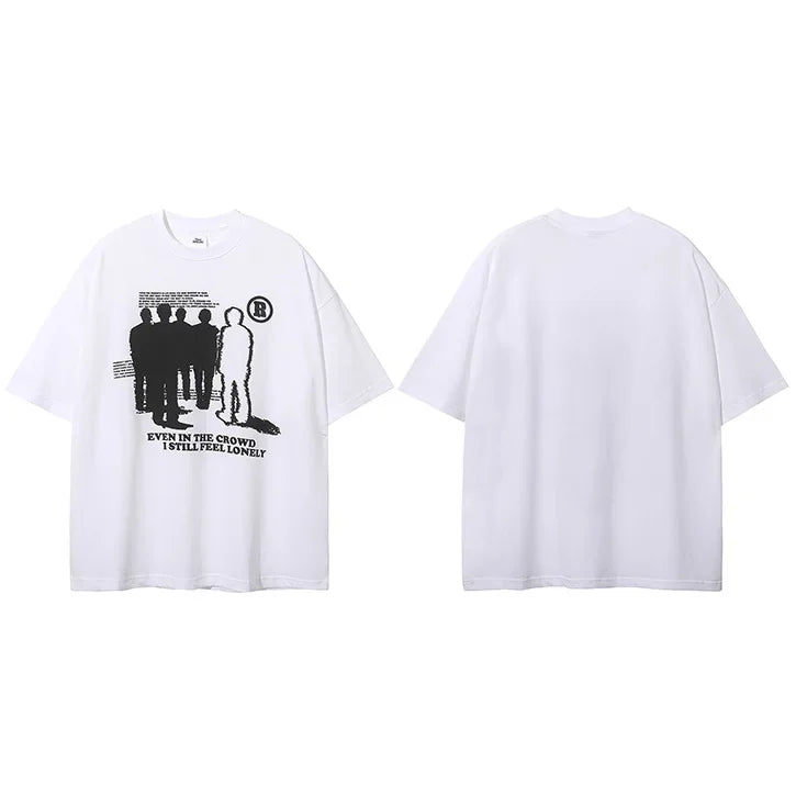 Black Lonely Shadow Graphic T-Shirt — close-up