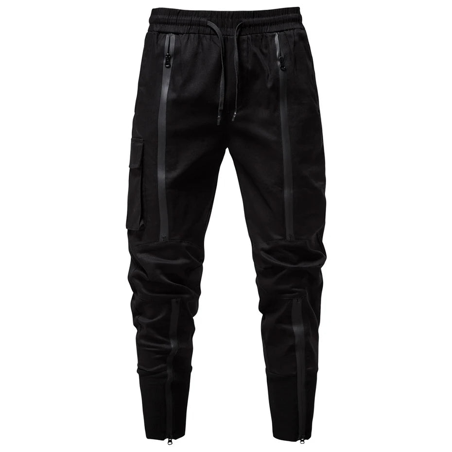Techwear Black Zip Cargo Pants — styling shot