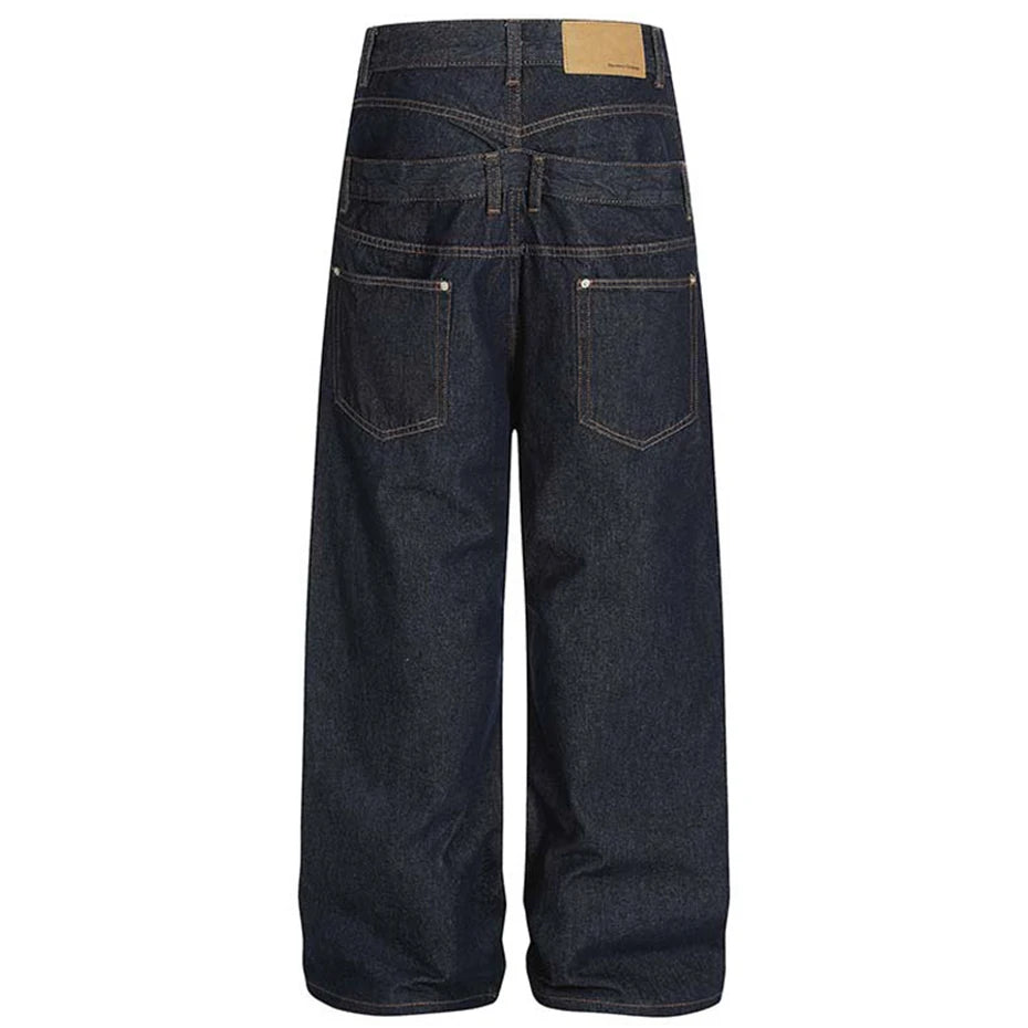 Blue Denim Baggy Jeans — back view