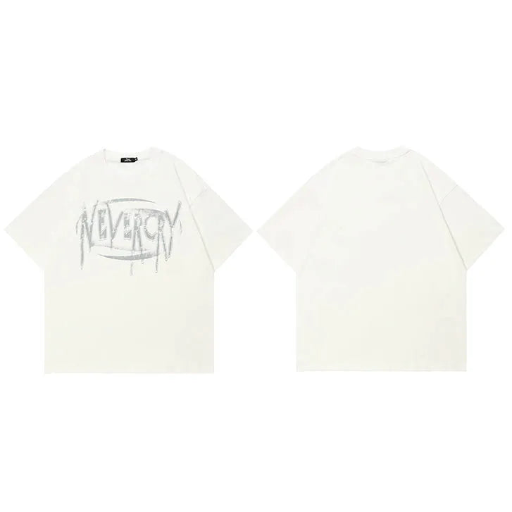 Vintage White Graphic T-Shirt — fabric close-up