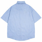 Vintage Dog Striped Graphic Loose Shirt — front view