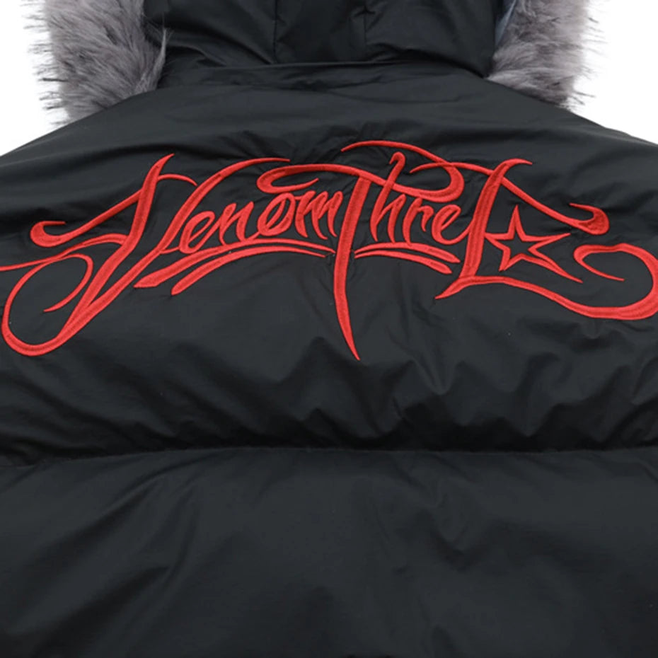 Padded Fur Puffer Jacket — fabric close-up