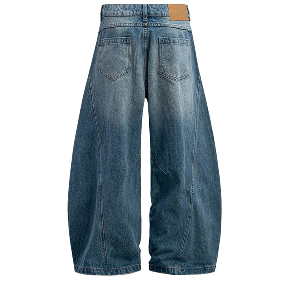 Baggy Vintage Blue Denim Wide Leg Jeans — front view