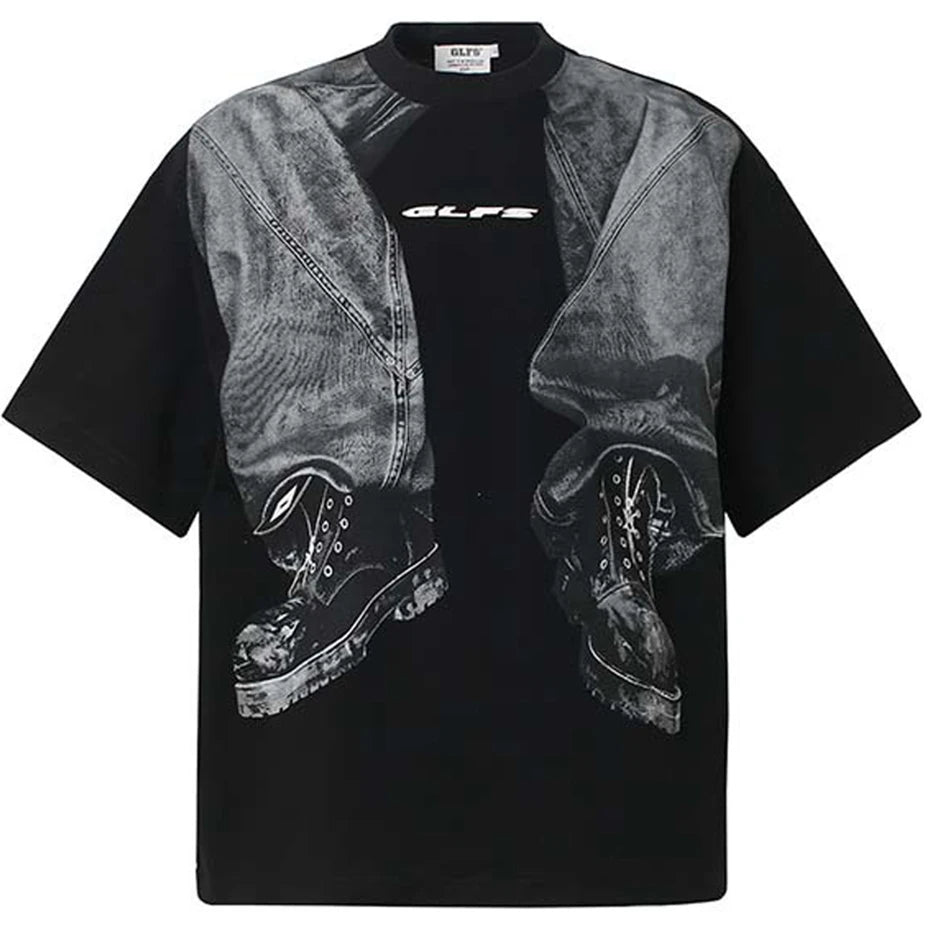 Y2K Black Graphic Oversized T-Shirt — styling shot