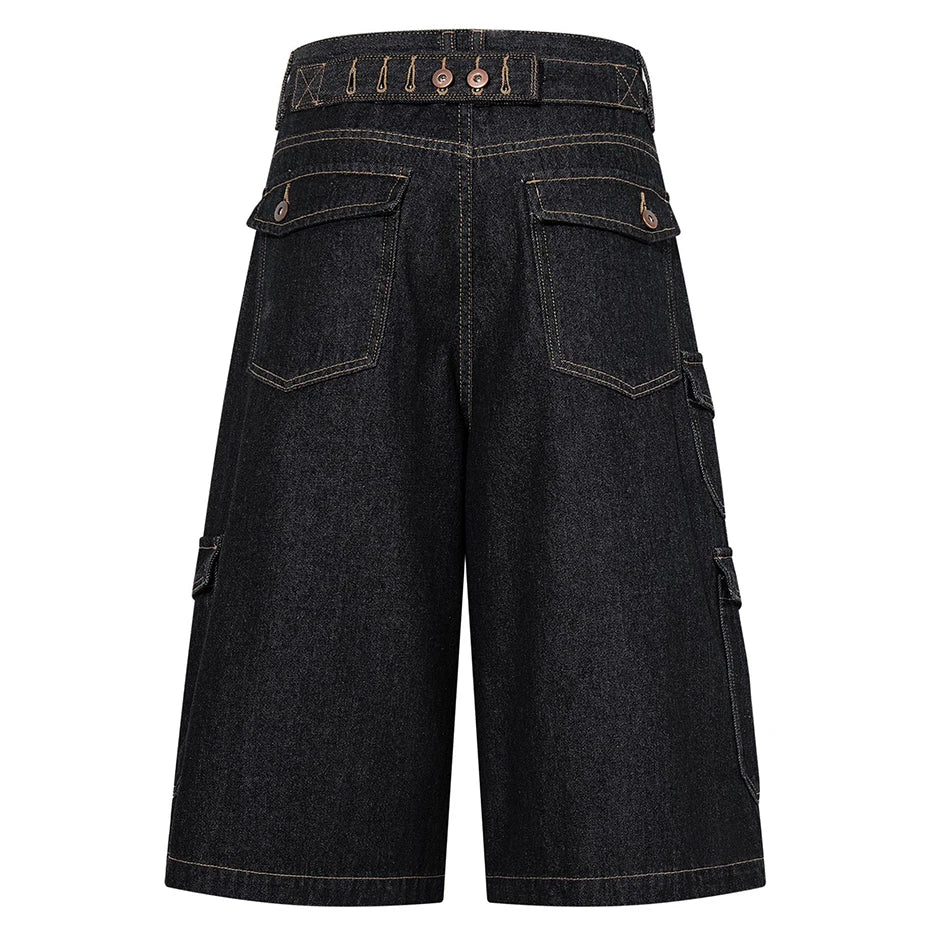 Y2K Car Loose Denim Shorts — front view