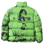 Y2K Black Anime Print Loose Puffer Jacket — back view
