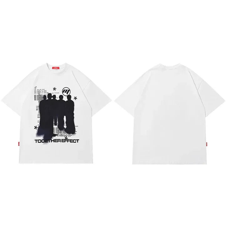 Shadow Graphic Loose T-Shirt — fabric close-up
