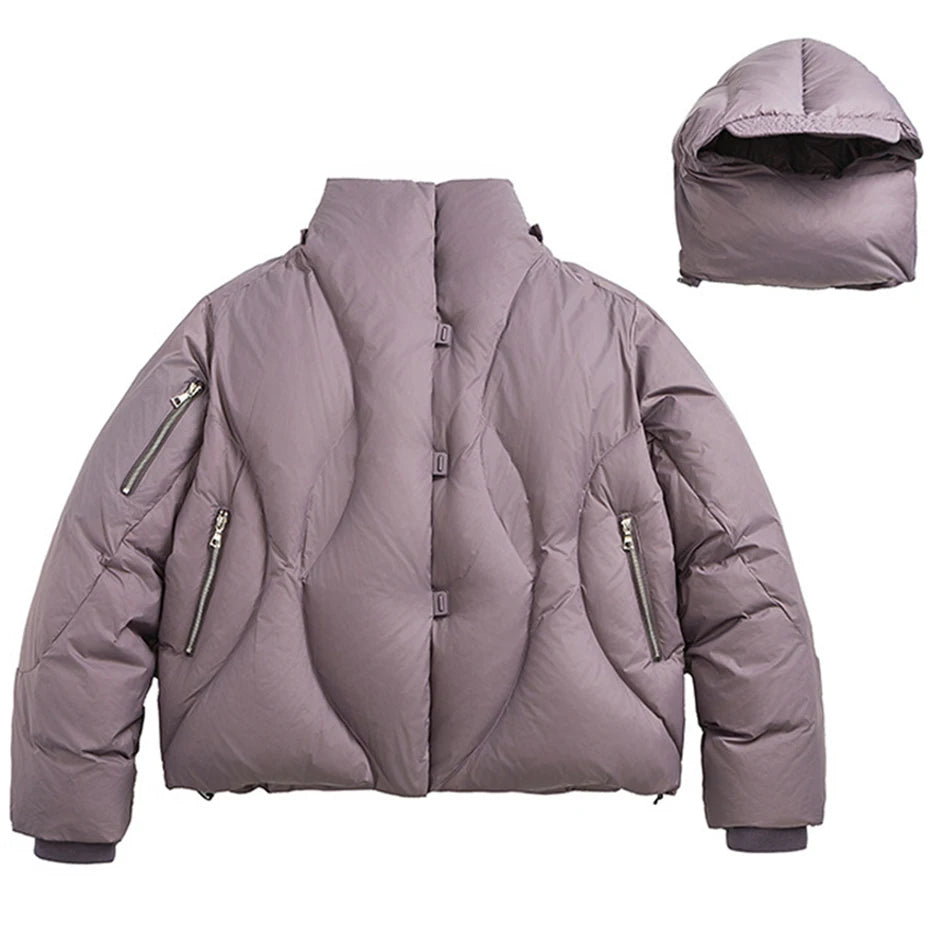 White Padded Puffer Jacket — front view