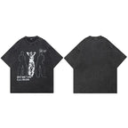 Aesthetic Vintage Black Shadow Washed T-Shirt — fabric close-up