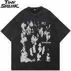 Retro Black Human Shadow Washed T-Shirt — front view