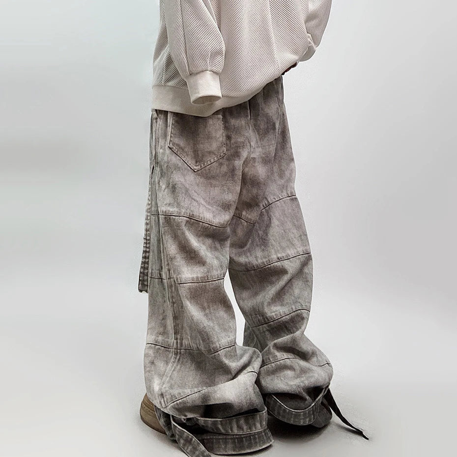Vintage Denim Baggy Ripped Jeans — back view