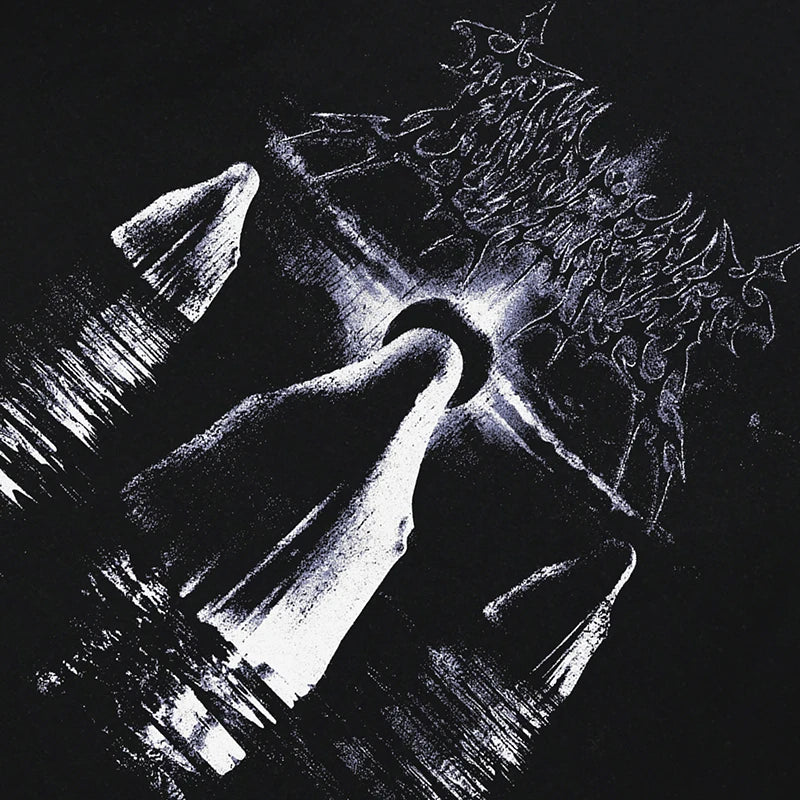 Vintage Black Ghost Graphic Hoodie — back view