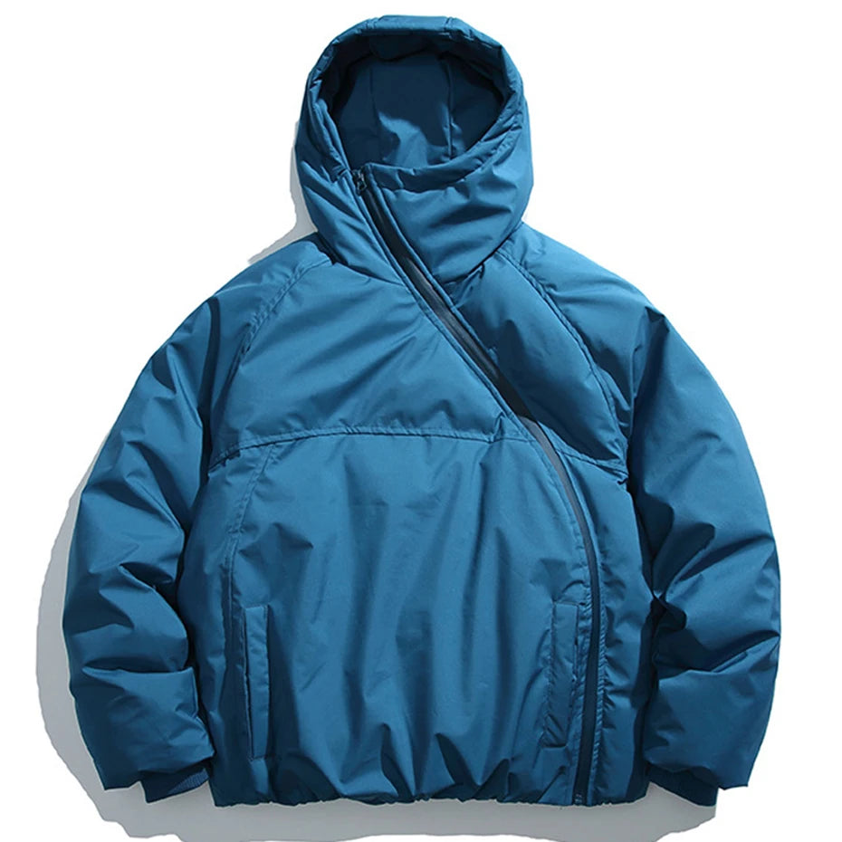 Black Zip Loose Puffer Jacket — detail shot