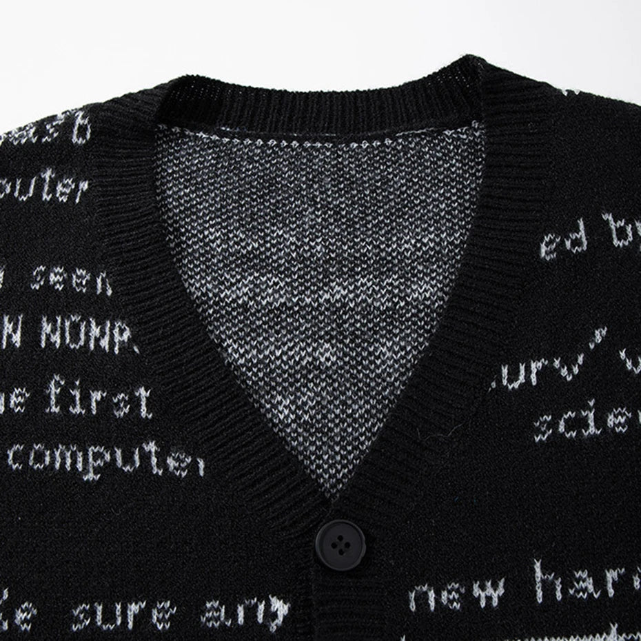 Vintage Letter Car Knit Oversized Sweater — back view