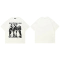 Print Vintage White Graphic T-Shirt — fabric close-up