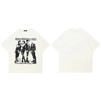Print Vintage White Graphic T-Shirt — fabric close-up