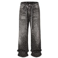 Vintage Blue Rhinestone Denim Baggy Jeans — back view