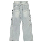 Black Patchwork Denim Baggy Jeans — detail shot