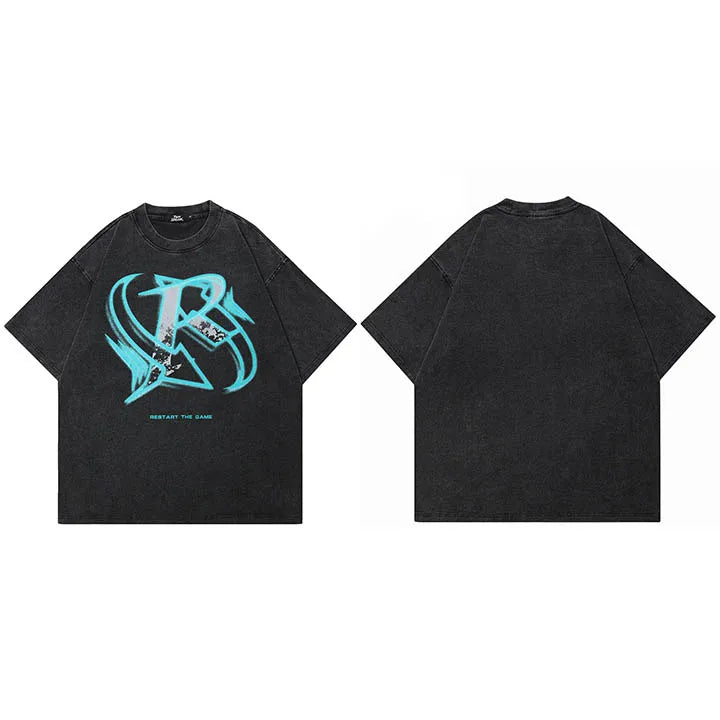 Vintage Black Letter Graphic Oversized T-Shirt — styling shot