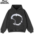 Washed Black Graphic Oversized Hoodie — front view