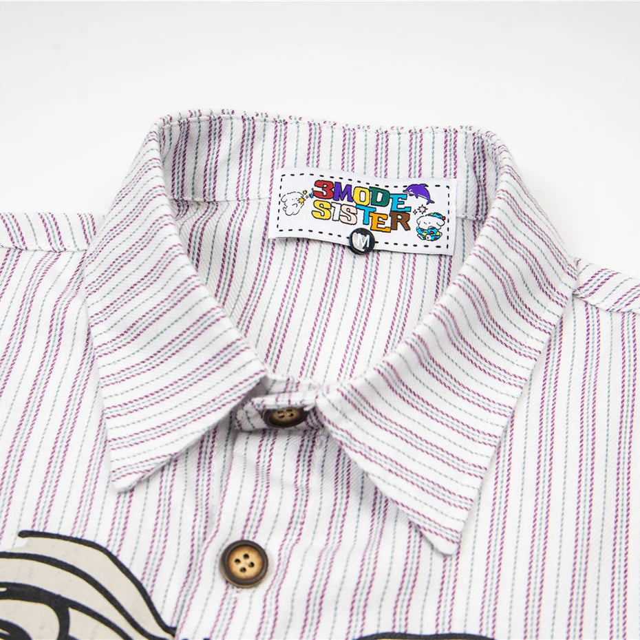 Bow Vintage Cat Graphic Oversized Shirt — back view