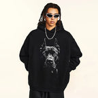 Black Dog Print Hoodie — front view