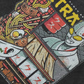 Graphic Black Anime Cartoon Faded T-Shirt — front view