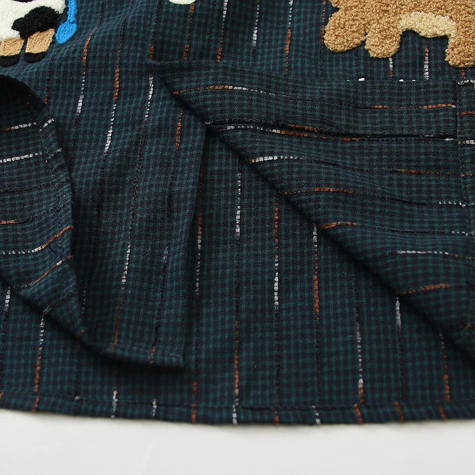 Vintage Cartoon Graphic Oversized Shirt — fabric close-up