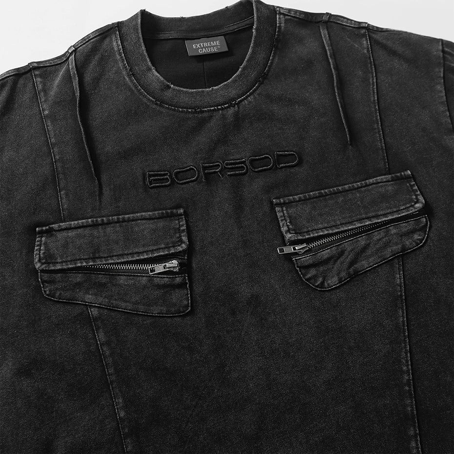 Vintage Car Patchwork Oversized T-Shirt — fit shot