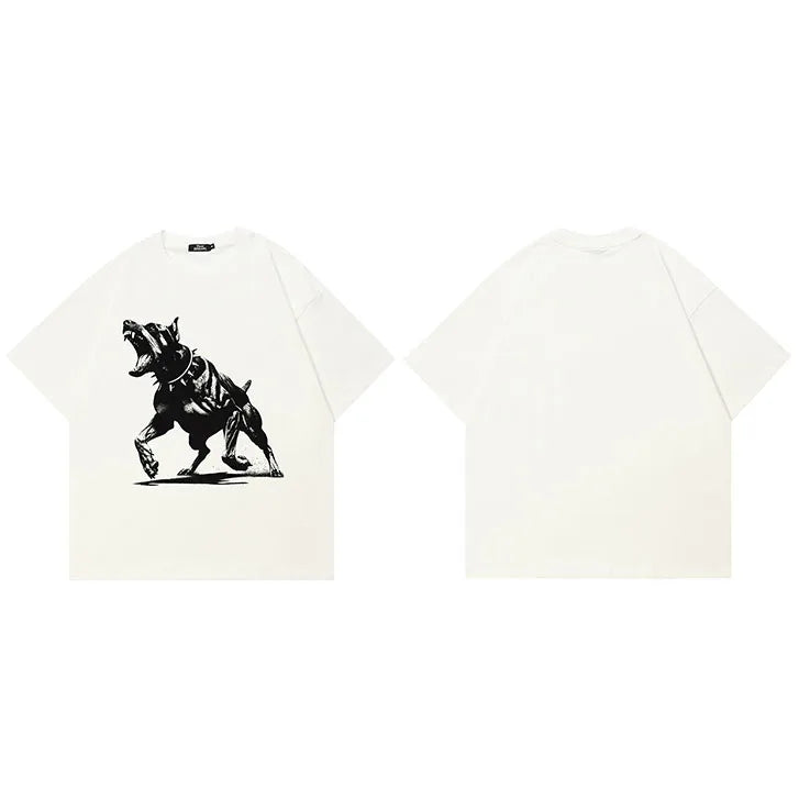 Print Beige Dog Graphic T-Shirt — side view