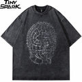 Vintage Black Mask Graphic Loose T-Shirt — front view