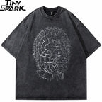 Vintage Black Mask Graphic Loose T-Shirt — front view