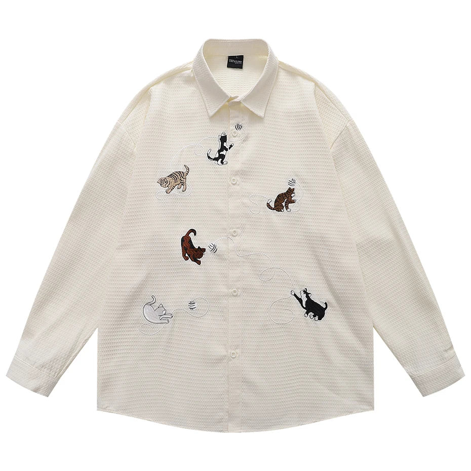 Vintage Cats Oversized Shirt — styling shot