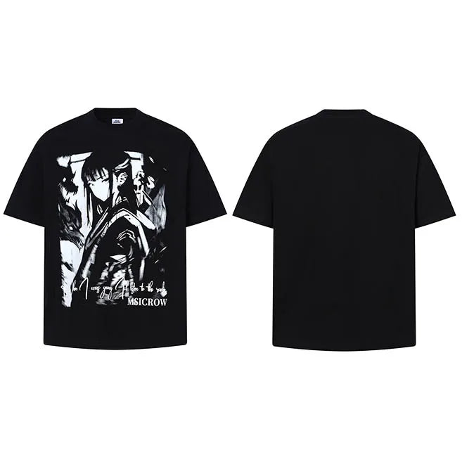 Print Anime Cartoon Graphic T-Shirt — fit shot