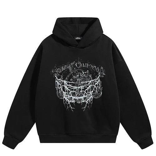 Vintage Retro Graphic Hoodie — fabric close-up