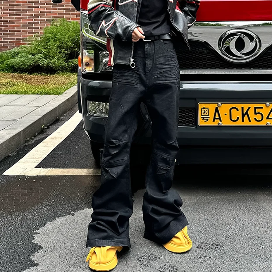 Red Denim Baggy Coat — fit shot