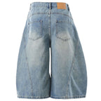 Wide Vintage Loose Denim Shorts — front view